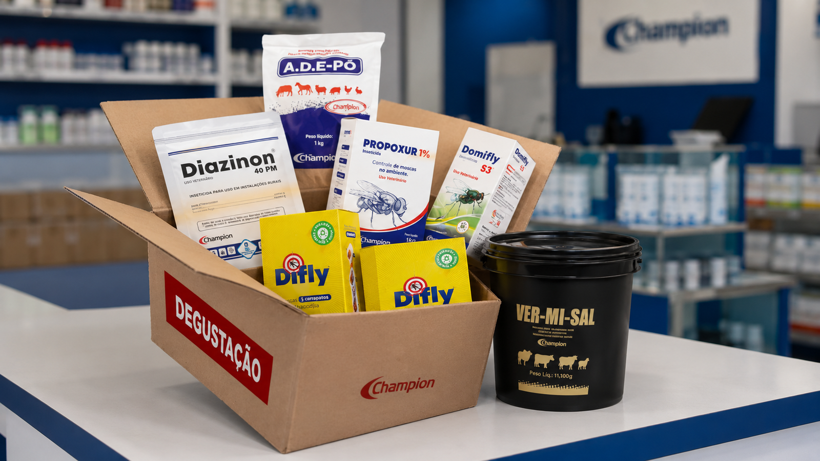 Kit de degustação Champion para apoiar vendas na revenda